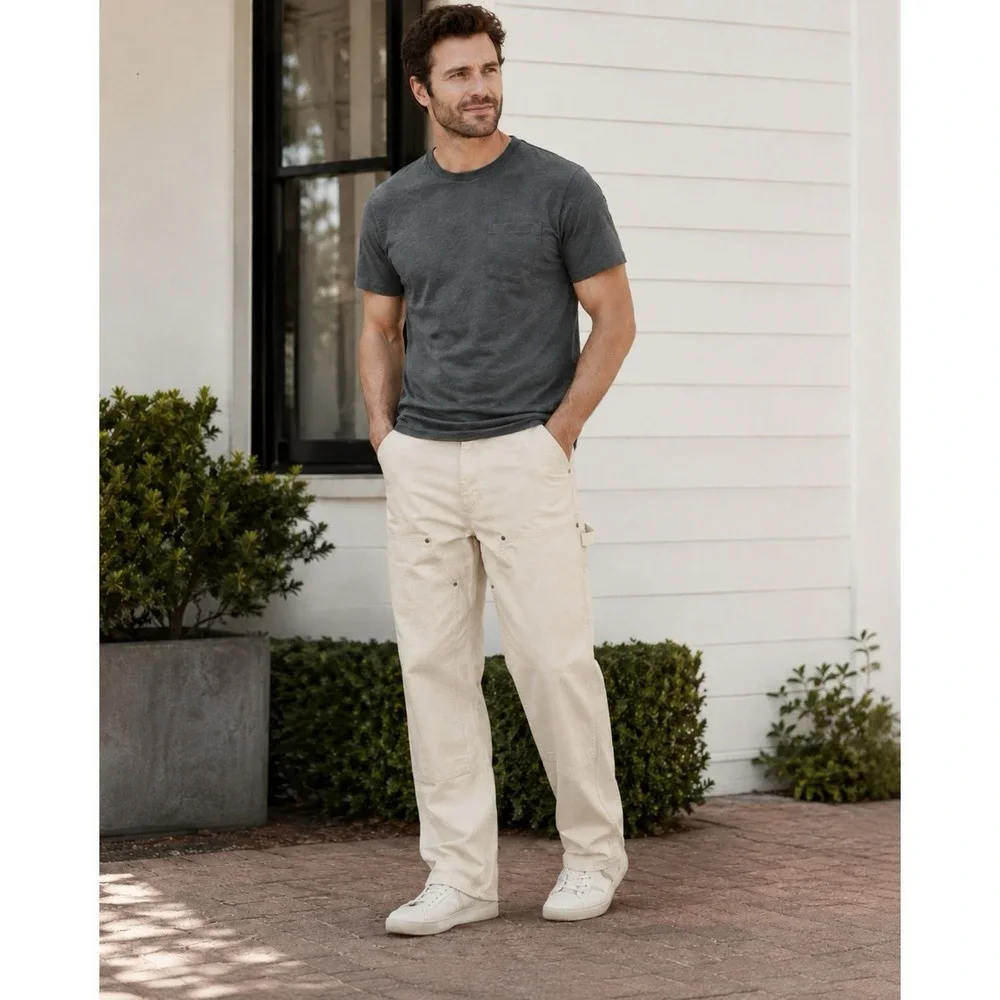 NEW Banana Republic Carpenter Pants Size 38 Ivory Straight Fit Utility